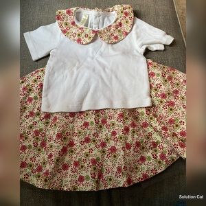 Set of 2 Tops & Skirts Floral Cotton Peter Pan Collar 2T